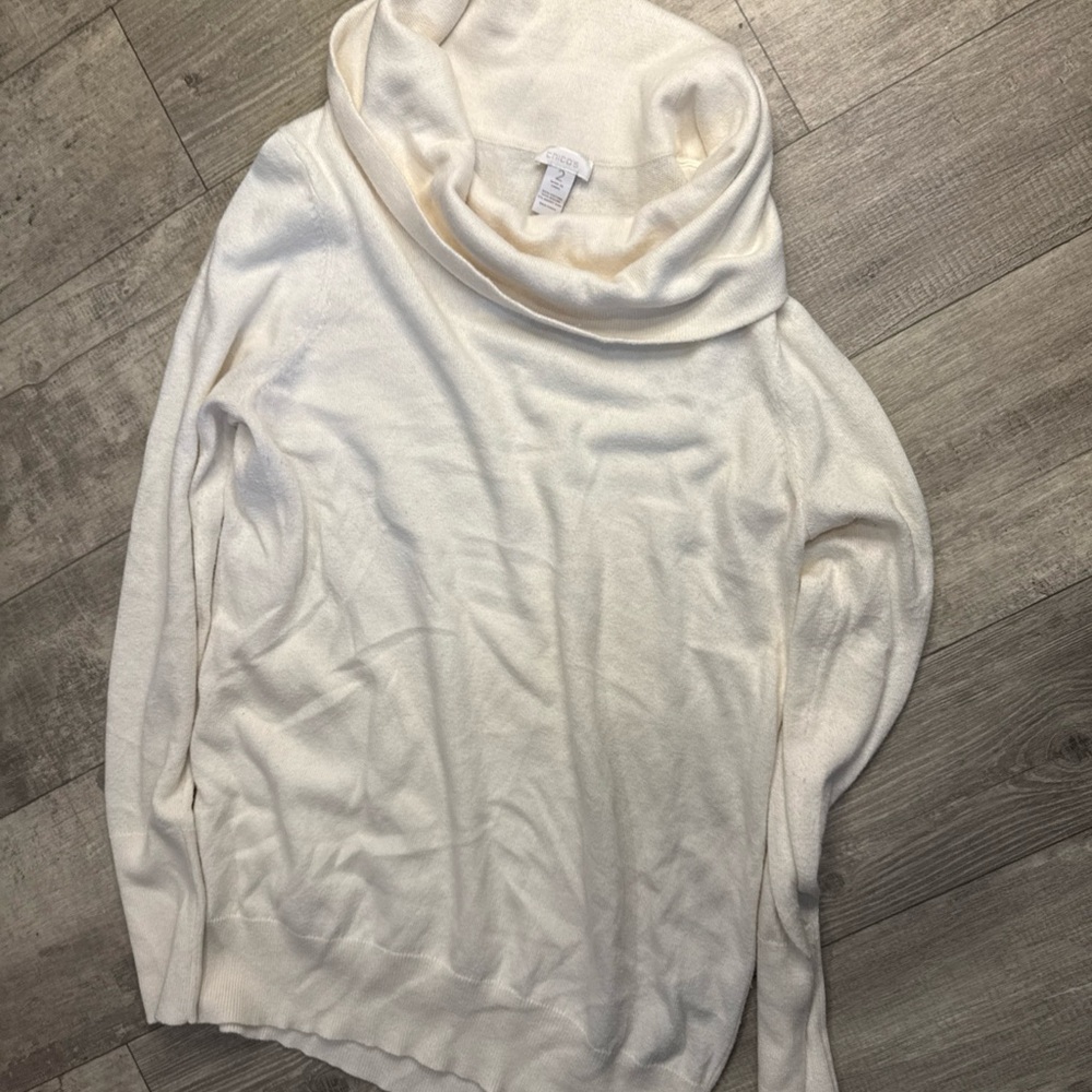 Chico's Cream Cowl Neck Sweater